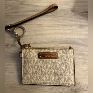 Michael Kors Patterned Wristlet with Brown Strap